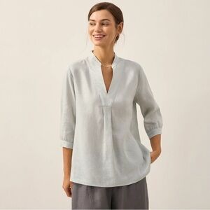 Lintico Linen Dress Shirt Joanna Women’s Size Small Grey Blue